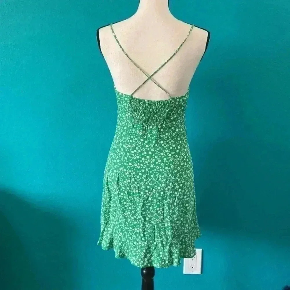 Zara new with tags green and white floral mini sundress in size small - Picture 8 of 8